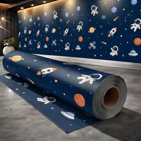 Papel de parede infantil astronauta e espaço, lavável