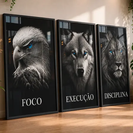 Kit 3 peças Leão e Águia, disciplina e motivação